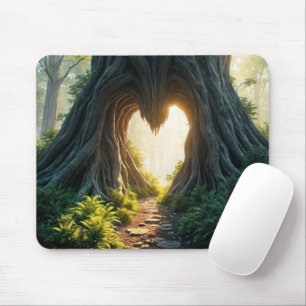 Jagged Heart Shaped Hole In Tree Trunk Mouse Pad