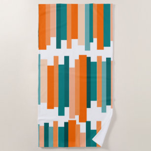 Jagged Lines – Orange and Teal Beach Towel