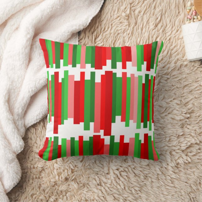 Jagged Lines – Red and Green   Cushion (Blanket)