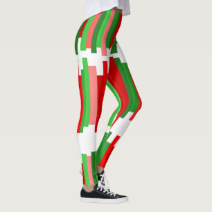 Jagged Lines – Red and Green  Leggings