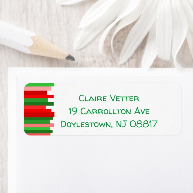Jagged Lines – Red and Green   Return Address Label (Insitu)