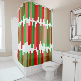 Jagged Lines – Red and Green Shower Curtain