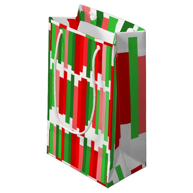 Jagged Lines – Red and Green  Small Gift Bag (Front Angled)