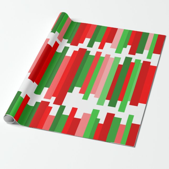 Jagged Lines – Red and Green  Wrapping Paper (Unrolled)