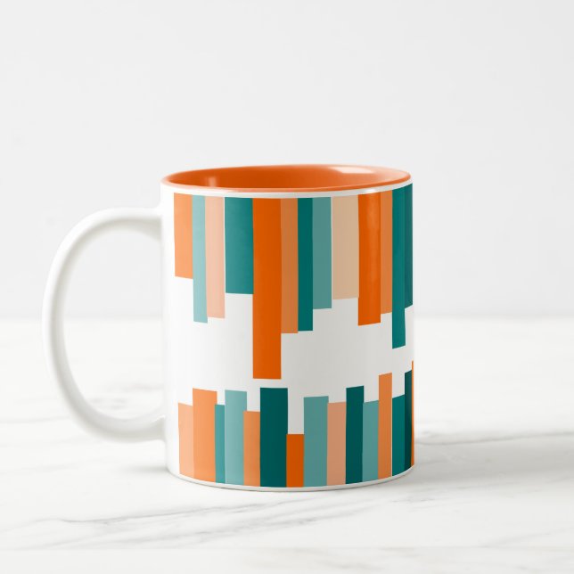 Jagged Lines – Teal and Orange Mug (Left)
