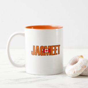 Jagmeet Orange Bold Text Canadian Flag Colour Two-Tone Coffee Mug