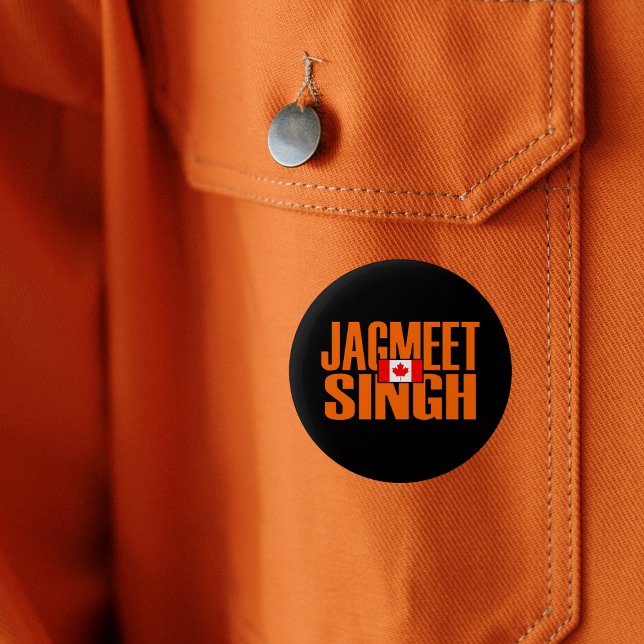 Jagmeet Singh Orange Block Text Canadian Flag 6 Cm Round Badge (Creator Uploaded)
