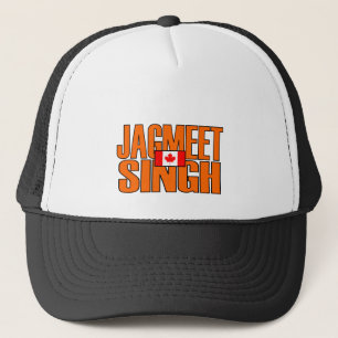 Jagmeet Singh Orange Block Text Canadian Flag Trucker Hat