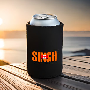 Jagmeet Singh Orange Bold Text Canadian Flag Can Cooler