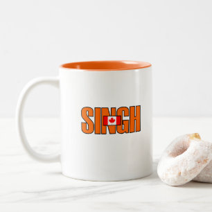 Jagmeet Singh Orange Bold Text Canadian Flag Two-Tone Coffee Mug