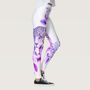 Jaguar and Floral Fusion Tattoo Leg Sleeve" Leggings
