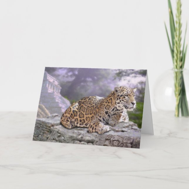 Jaguar and Mayan Temple Card (Front)