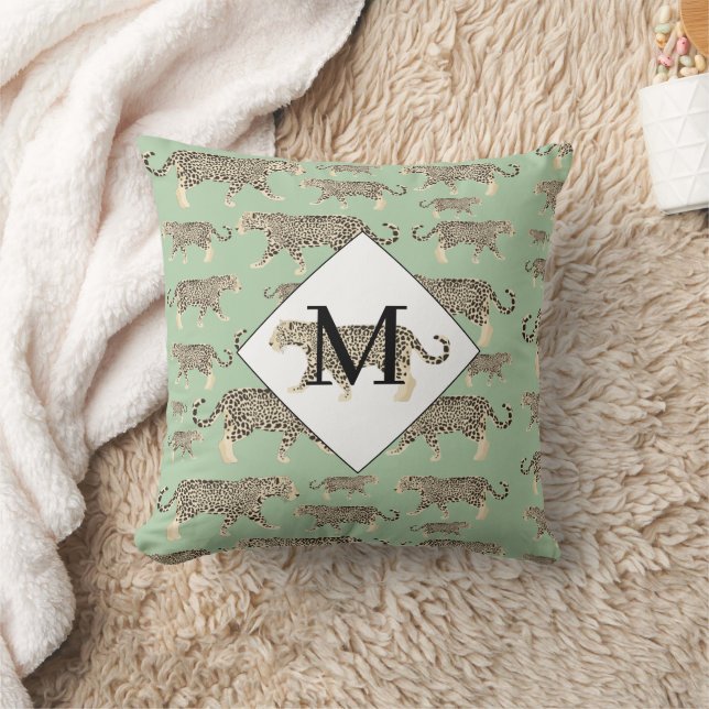 Jaguar Animal Pattern Initial Monogram Cushion (Blanket)