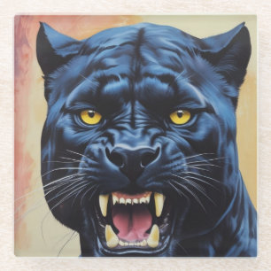 Jaguar - Black Panther  Glass Coaster