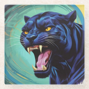 Jaguar - Black Panther  Glass Coaster