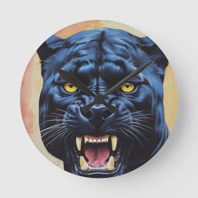 Jaguar - Black Panther  Round Clock (Front)