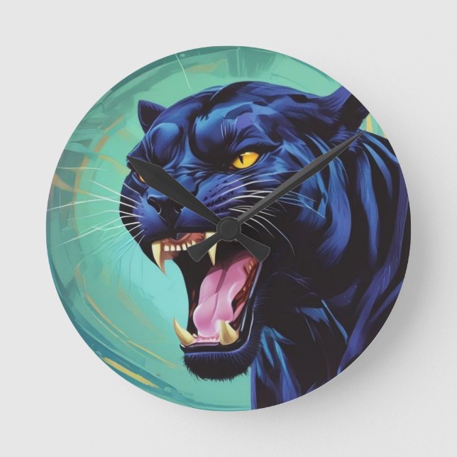 Jaguar - Black Panther  Round Clock (Front)