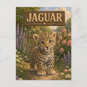Jaguar Cute Baby Storybook Nursery Animal Postcard