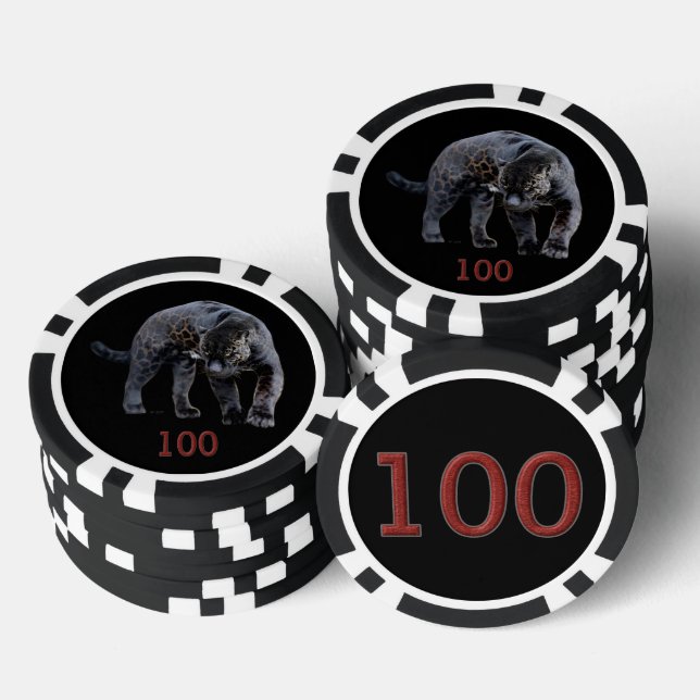 Jaguar Diablo black black 100 striped poker chip (Stack)