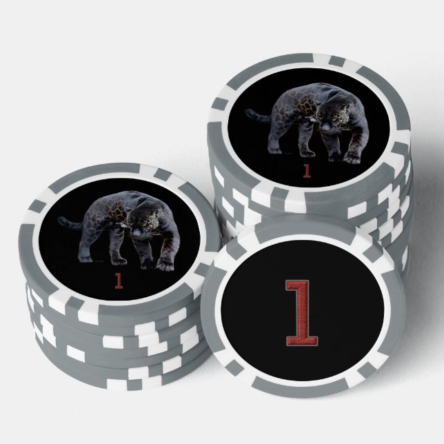Jaguar Diablo black grey 1 striped poker chip (Stack)