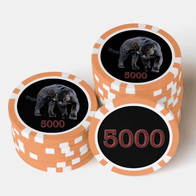 Jaguar Diablo black orange 5000 striped poker chip (Stack)