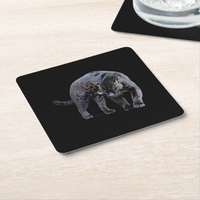 Jaguar Diablo black paper coasters (Angled)