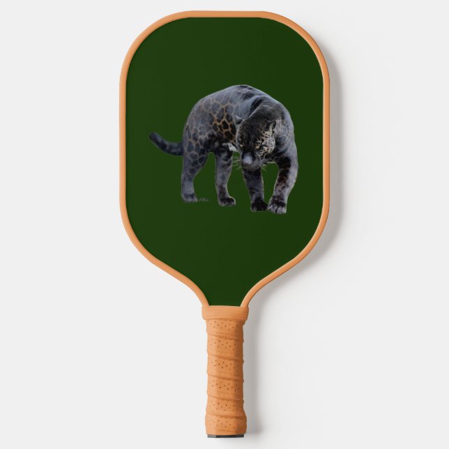 Jaguar Diablo green tan n fur pickleball paddle (Front)