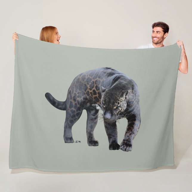 Jaguar Diablo light grey fleece blanket (In Situ)