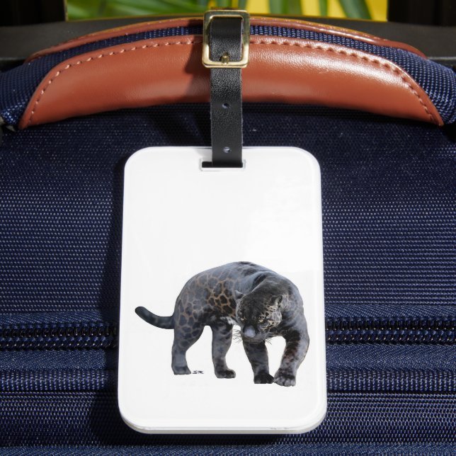 Jaguar Diablo white luggage tag (Front Insitu 2)