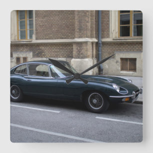 Jaguar E-Type Hardtop Square Wall Clock