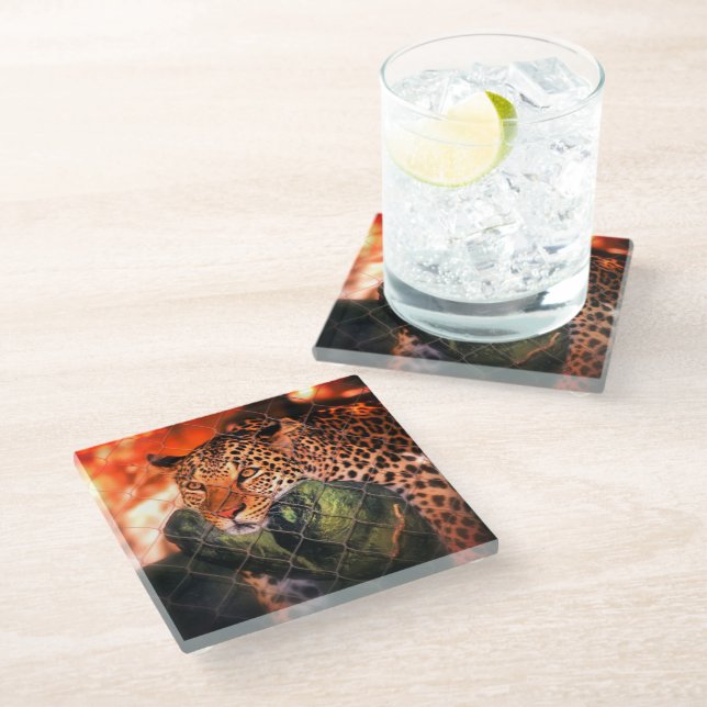 Jaguar Glass Coaster (Angled)