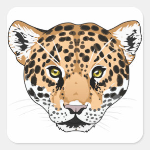 Jaguar Head Square Sticker