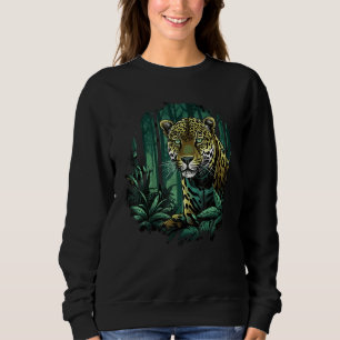 Jaguar In Jungle Big Cat Lover Print Graphic Art D Sweatshirt