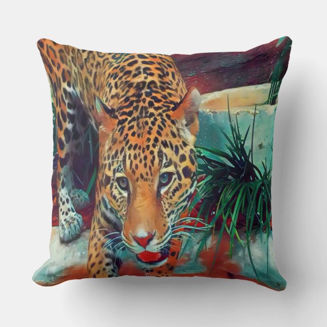 Jaguar in Motion 6234 Throw Pillow (Front)