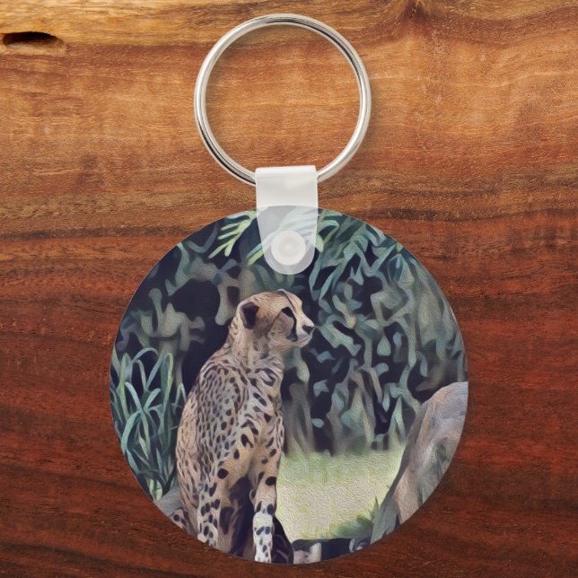 Jaguar In The Forest Oil Paint, Keyring (Back)