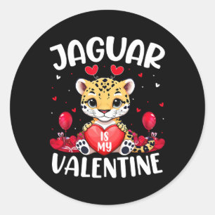 Jaguar Is My Valentine Lover Heart Jaguar Valentin Classic Round Sticker