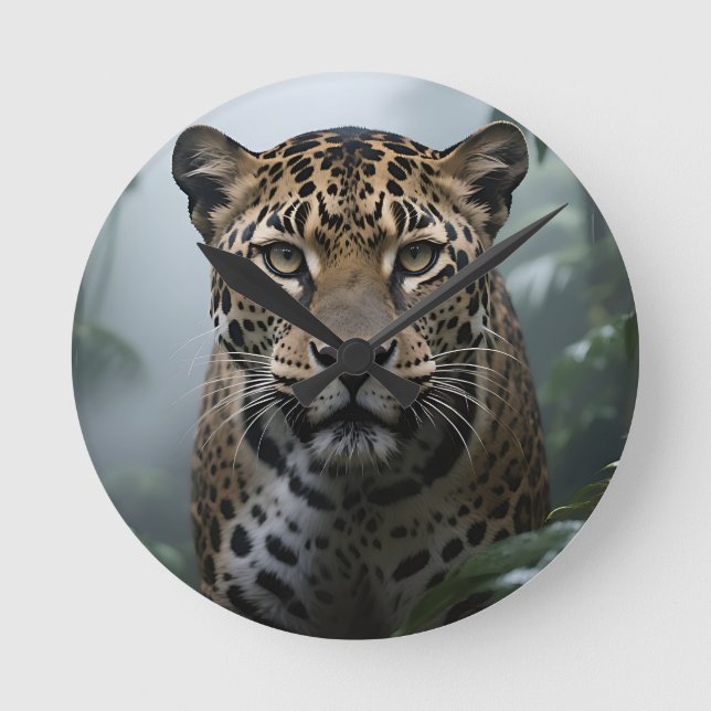 Jaguar Jungle Portrait Round Clock (Front)