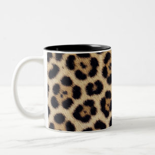 jaguar leopard texture fur skin leather animal pri Two-Tone coffee mug