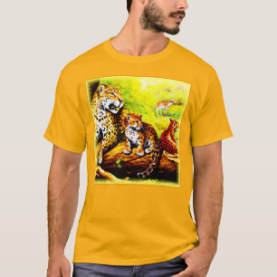 Jaguar Mum and Cubs Relaxing in Jungle. Buy Now T-Shirt