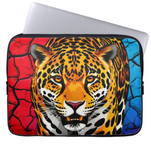 Jaguar on Cracked Earth Backgroun Laptop Sleeve