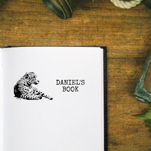  Jaguar on Ledge This Book Belongs To  Bookplate Self-inking Stamp