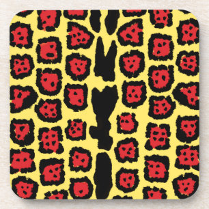 Jaguar Pattern in Blood Orange on Lemon Curd Coaster