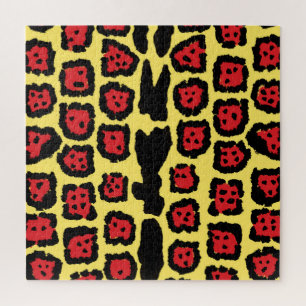 Jaguar Pattern in Blood Orange on Lemon Curd Jigsaw Puzzle