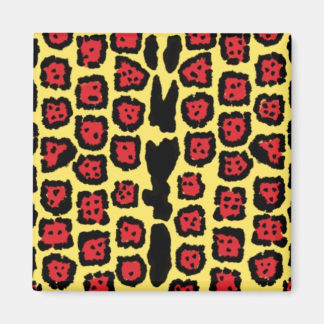 Jaguar Pattern in Blood Orange on Lemon Curd Magnet (Front)