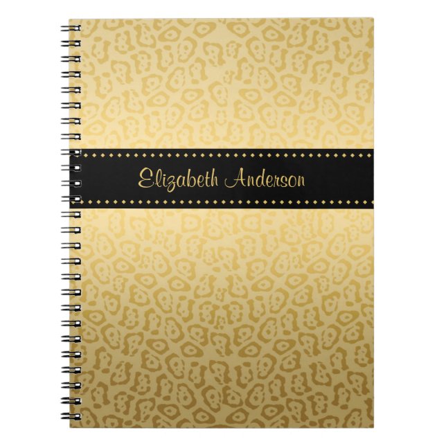 Jaguar Pattern Luxury Black and Gold Animal Print Notebook (Front)