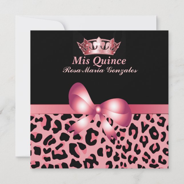 Jaguar Print & Crown Quinceañera Invitation (Front)