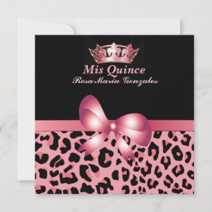 Jaguar Print & Crown Quinceañera Invitation