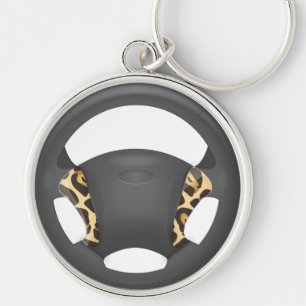 Jaguar Print Steering Wheel Key Ring