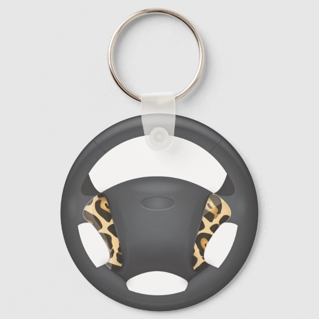 Jaguar Print Steering Wheel Key Ring (Front)
