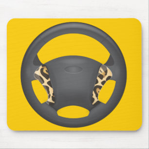 Jaguar Print Steering Wheel Mouse Pad